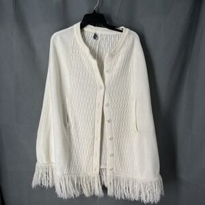 VTG Robinson's California Cape Women's One Size Poncho Sweater Pullover Fringe